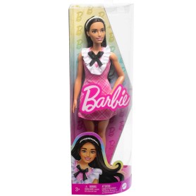 BAMBOLA BARBIE FASHIONISTAS 30 CM CAPELLI NERI E ABITO ROSA MATTEL HJT06